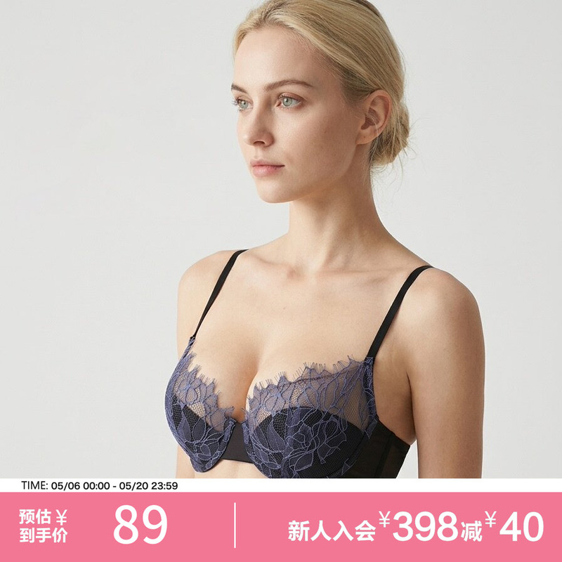 Victoria's Official Flagship Store Women's Sexy Thin Cotton Satin Lace Bra Set with Soft Underwire Victoria's Official Flagship Store Women's Sexy Thin Cotton Satin Lace Bra Set with Soft Underwire