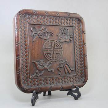 Goods antiques miscellaneous yx-9-19-flower pear wood crafts miscellaneous items old eight-treasure map tray now decorated