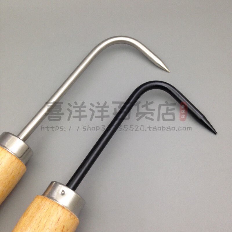 木柄单爪根勾取根器拔草器盆景勾子松土除草勾园艺V工具全钢不锈
