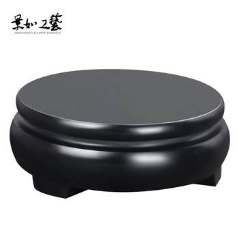 Vase base flower pot antique jade wooden base wood carving crafts ornaments round strange stone base