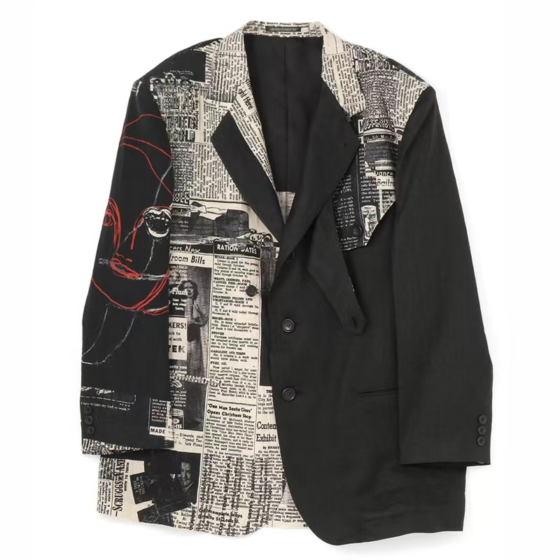 23Aw Dark Style Newspaper Print Casual Suit Jacket Casual Pants Casual Suit 23Aw Dark Style Newspaper Print Casual Suit Jacket Casual Pants Casual Suit