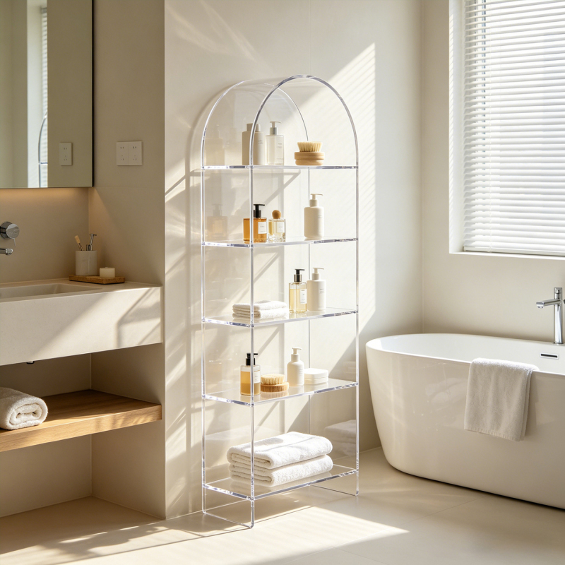 Acrylic Bathroom Storage Rack Integrated Transparent Multi-Layer Display Cabinet Shower Gel Skin Care Product Display Rack Storage Rack Acrylic Bathroom Storage Rack Integrated Transparent Multi-Layer Display Cabinet Shower Gel Skin Care Product Display Rack Storage Rack