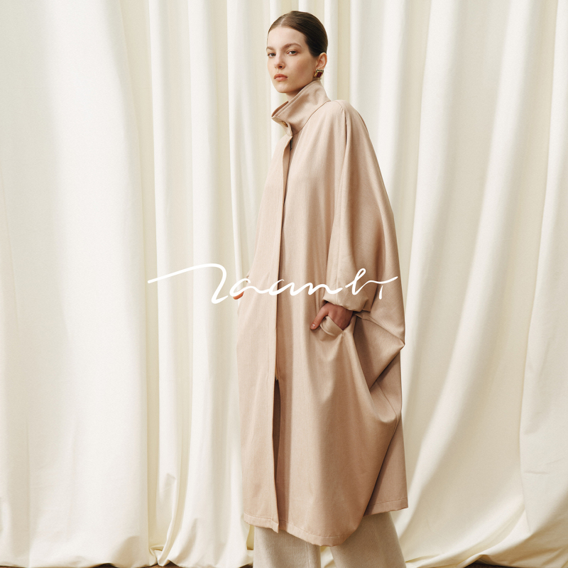 Zaanli Is Temporarily Unavailable. 26Th Autumn New Collection: Silky Texture, Micro-Texture, Cocoon-Shaped, Oversized Long Trench Coat for Women, Versatile