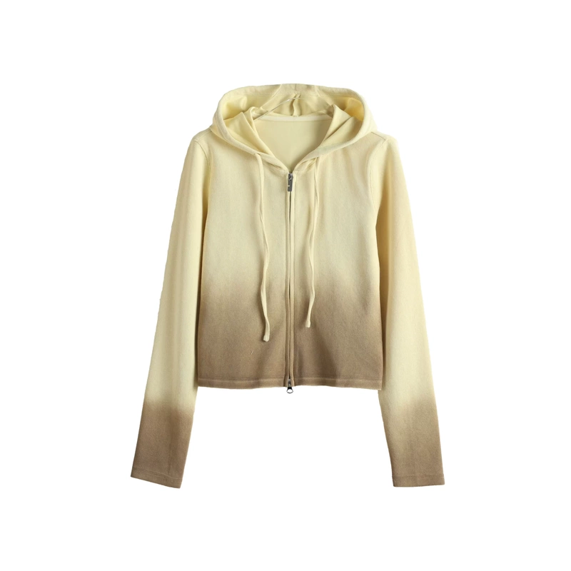 [Exclusive to Yuanqi Zhuzhu] Gradient Color Hooded Knitted Zipper Sweater Xs7369