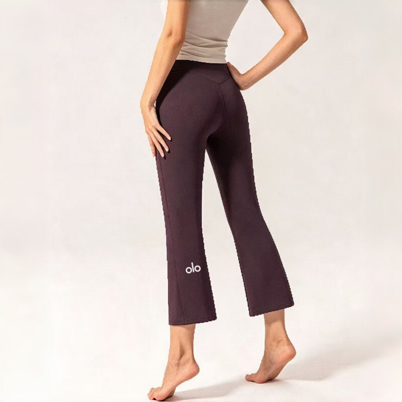 Aloyugao Eight-Point Flared Pants High-Waisted Slimming High-Elasticity Naked-Feel Sports Yoga Pants Fitness Pants for Women Summer Aloyugao Eight-Point Flared Pants High-Waisted Slimming High-Elasticity Naked-Feel Sports Yoga Pants Fitness Pants for Women Summer
