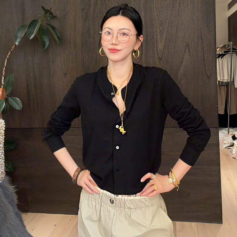 Luna "Strong Woman in the Workplace" Henry Collar Ultra-Thin Sun Protection Single-Breasted Cardigan