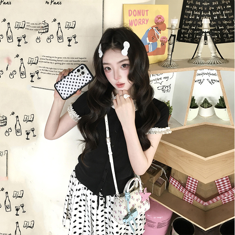 Summer Korean-Style Youthful and Pure College-Style Polka Dot Skirt Set for Petite Women 2026 Super Trendy Summer Outfit Complete Set