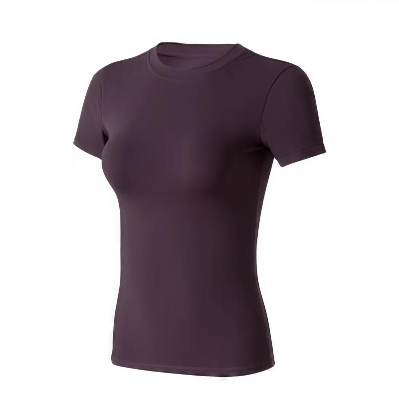 Oxygirlfit Round Neck Yoga Short-Sleeved Women's Thin Tight-Fitting Right-Shoulder Slimming Sports Top for Fitness Outer Wear Quick-Drying Oxygirlfit Round Neck Yoga Short-Sleeved Women's Thin Tight-Fitting Right-Shoulder Slimming Sports Top for Fitness Outer Wear Quick-Drying