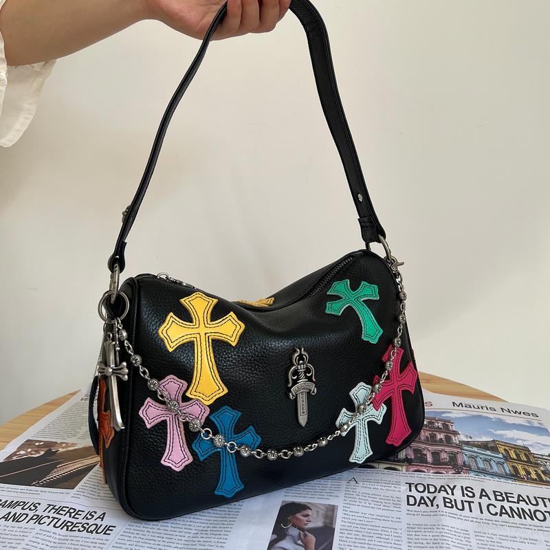 New Niche Cross-Shaped Chicken Nugget Bag for Women, Large Capacity Genuine Leather Trendy Bag, Travel and Commuting Underarm Bag, Celebrity Style