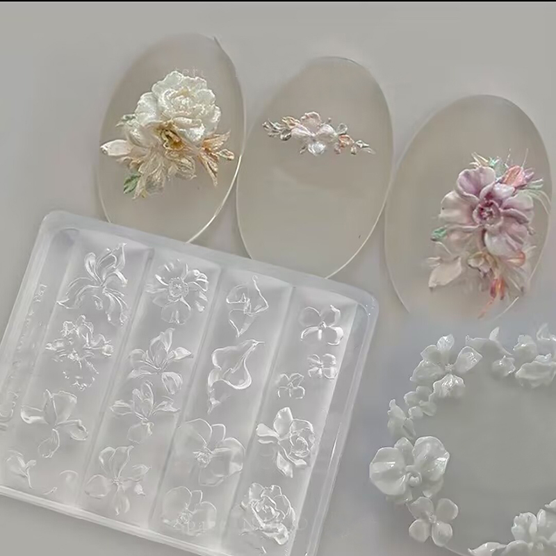 Embossed 3D Flower Nail Art Mold Iris Phalaenopsis High Transparency Silicone LAOSHU Nail Wearable Nail Decoration Mold