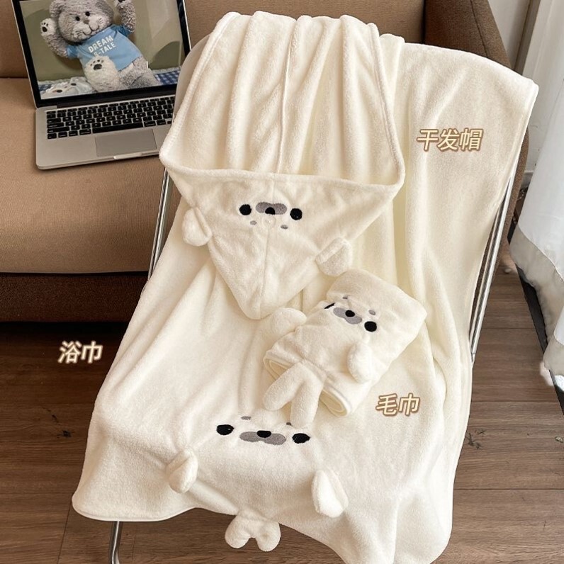 Little Seal Bath Towel, Towel, Hair Drying Cap, Three-Piece Set for Women, Full-Body Wrap, High Aesthetic Value, Cute Coral Fleece, Water-Absorbent and Quick-Drying Little Seal Bath Towel, Towel, Hair Drying Cap, Three-Piece Set for Women, Full-Body Wrap, High Aesthetic Value, Cute Coral Fleece, Water-Absorbent and Quick-Drying