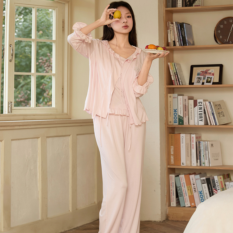 [Same Style as Zhao Zhaoyi/He Xuanlin] Dormorri Pink Camisole Pajamas Loungewear Modal with Chest Pads