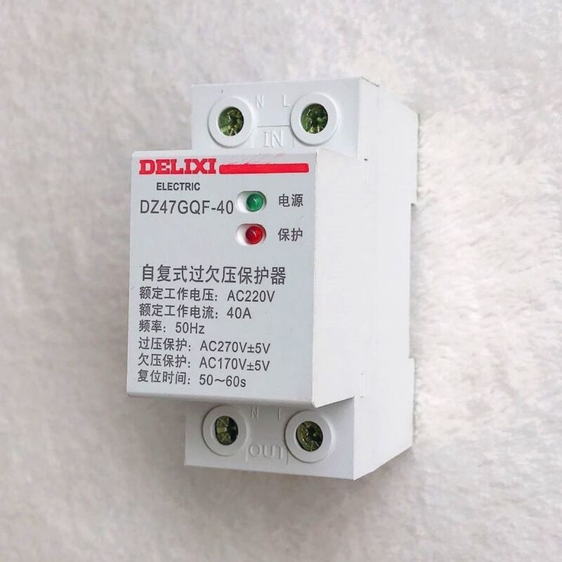 Delixi Self-Resetting Overvoltage and Undervoltage Protector Dz47Gqf 32A 40A 50A 63A Household Undervoltage Protector 1P+N