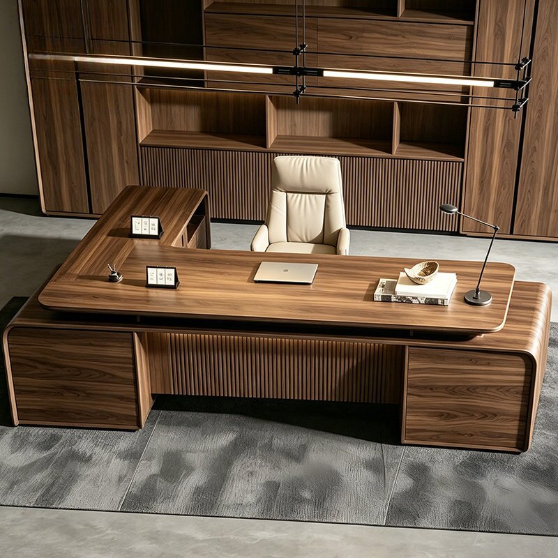 2026 New Model North American Black Walnut Executive Desk Solid Wood Office Desk Manager's Desk President's Desk Boss's Desk Elegant Design