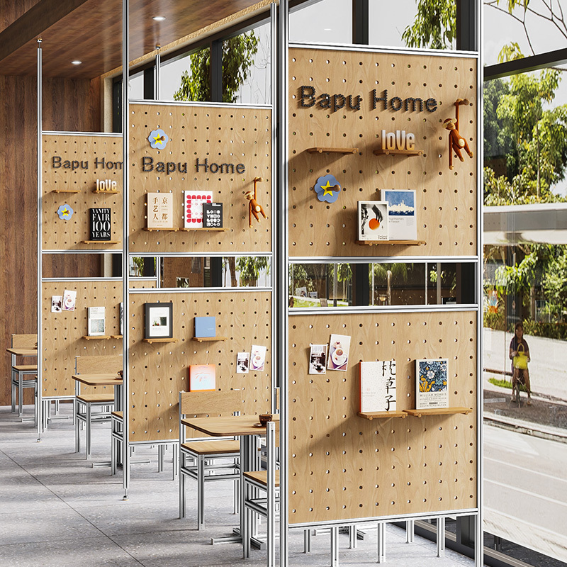 Aluminum Profile Restaurant Showroom Ceiling-To-Floor No-Drill Perforated Board Screen Partition Decorative Shelf Display Rack Aluminum Profile Restaurant Showroom Ceiling-To-Floor No-Drill Perforated Board Screen Partition Decorative Shelf Display Rack