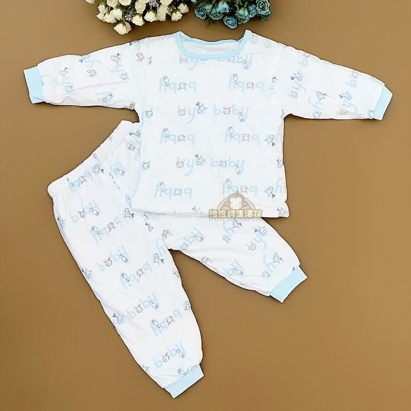 Anyingbao autumn and winter baby baby clothes shop cotton suit boys and girls warm round neck shoulder open suit special offer