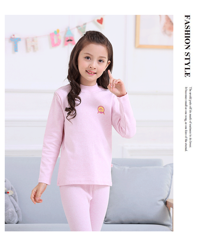 Counter Spring and Autumn Children's Warm Clothes Winter Base Set Girls Pajamas Middle and Big Girls Bao Shu Velvet Underwear