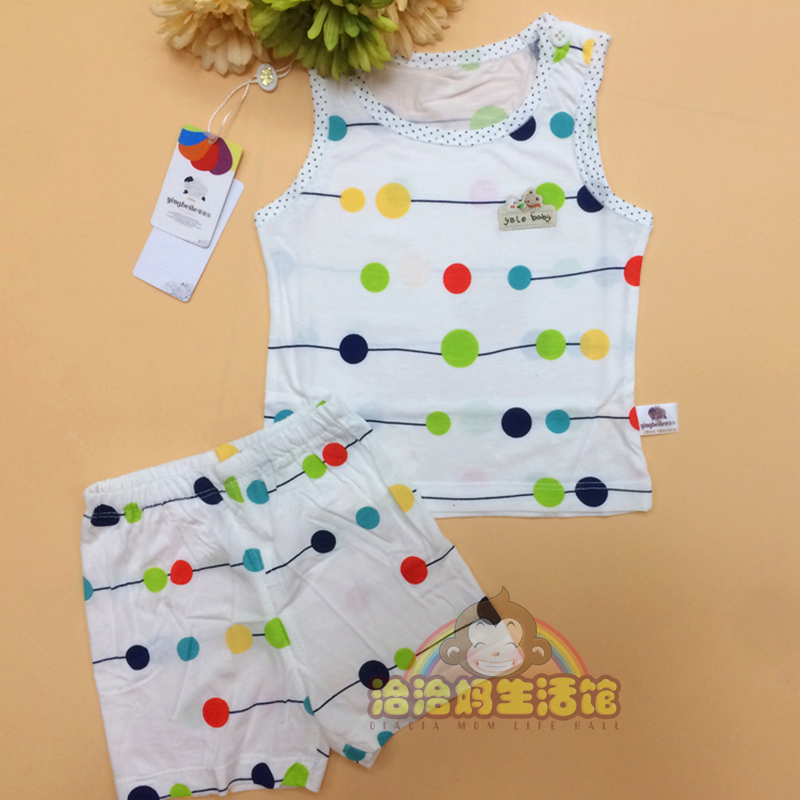 Special offer baby Bei Le summer children's clothing baby baby vest shorts suit boys and girls bamboo fiber ultra-thin