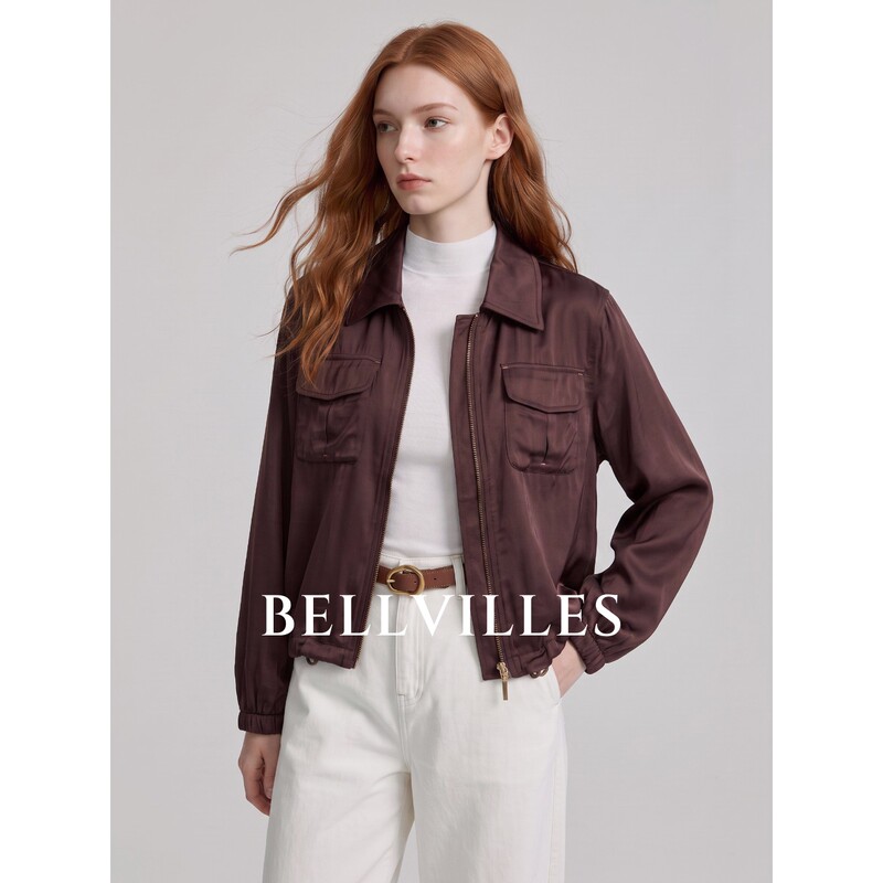 Bellvilles/Bella Villa French Retro Workwear Jacket for Women, Casual Loose Long-Sleeve Jacket Top for Autumn Bellvilles/Bella Villa French Retro Workwear Jacket for Women, Casual Loose Long-Sleeve Jacket Top for Autumn
