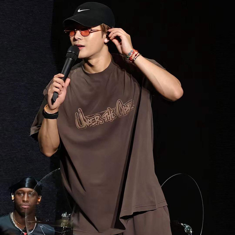 Wang Jiaer's Same Style Clothing Halloween Merchandise New Vintage Loose T-Shirt Summer Short-Sleeve Top for Men and Women