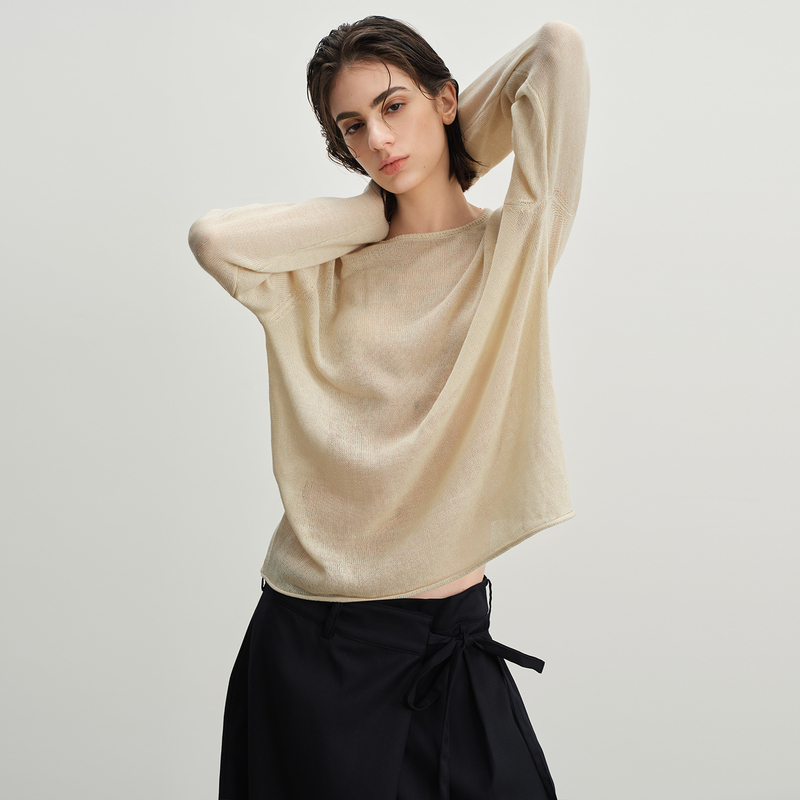 Covewarm "Round Face and Little Ball Shape" / Deep Breath Linen Skin-Friendly Knitted Sweater for Women Covewarm "Round Face and Little Ball Shape" / Deep Breath Linen Skin-Friendly Knitted Sweater for Women