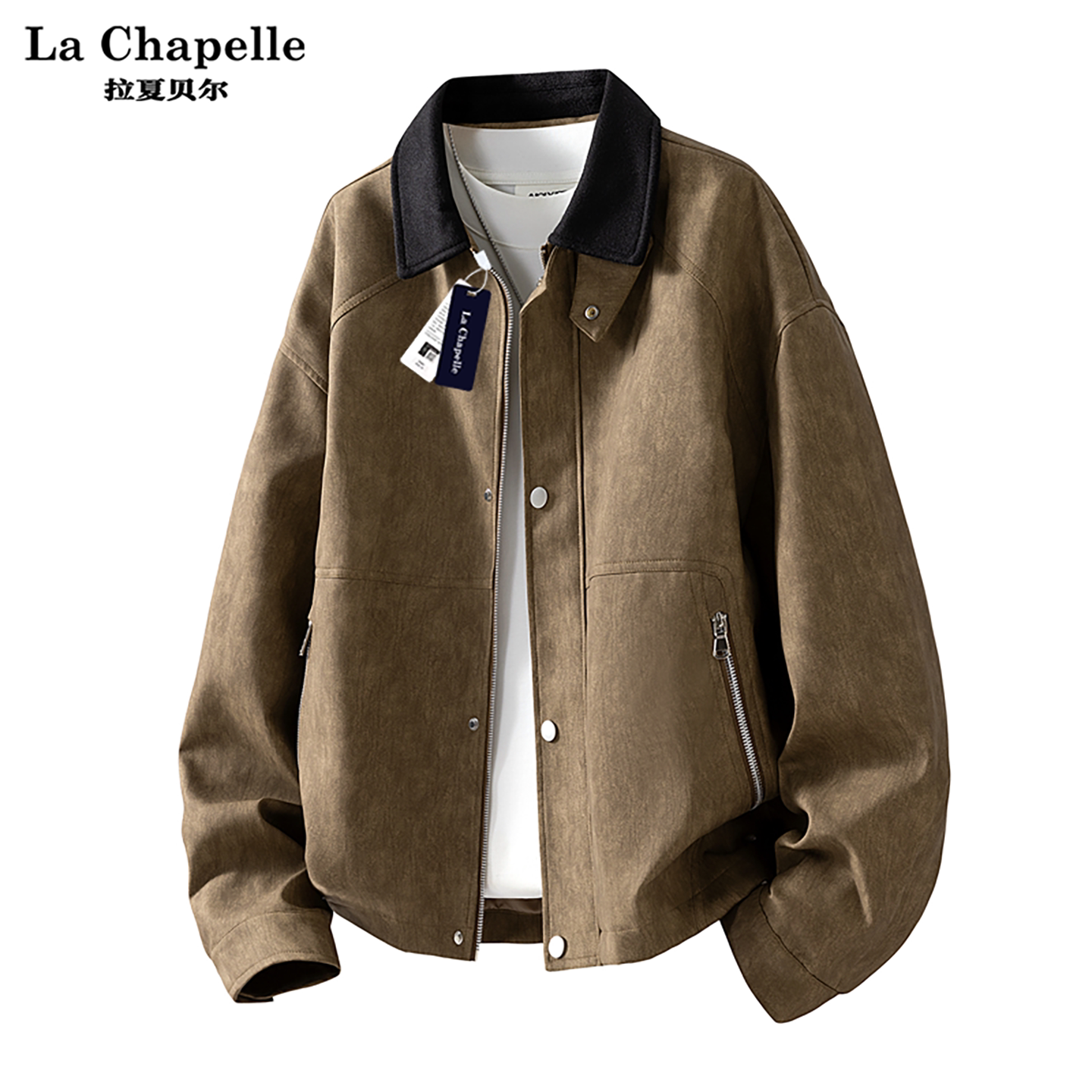La Chapelle, весна 2026, новая свободная куртка из искусственной кожи с отворотом в американском стиле, мужская куртка больших размеров