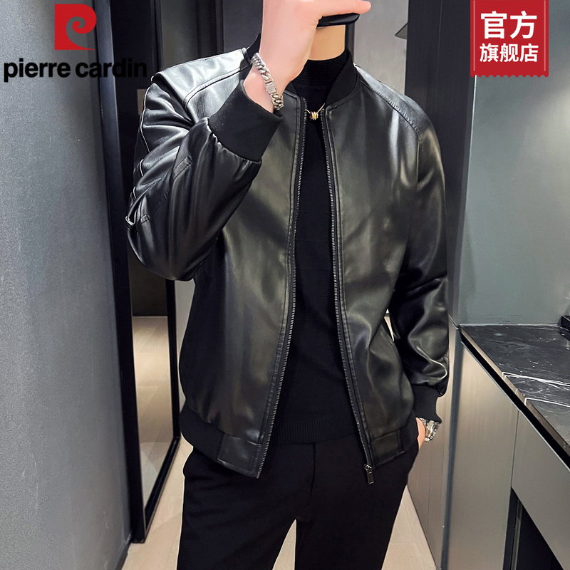 Pierre Cardin Men's Windproof Leather Jacket 2026 Early Autumn New Trendy Stylish Loose Casual Biker Jacket Pierre Cardin Men's Windproof Leather Jacket 2026 Early Autumn New Trendy Stylish Loose Casual Biker Jacket