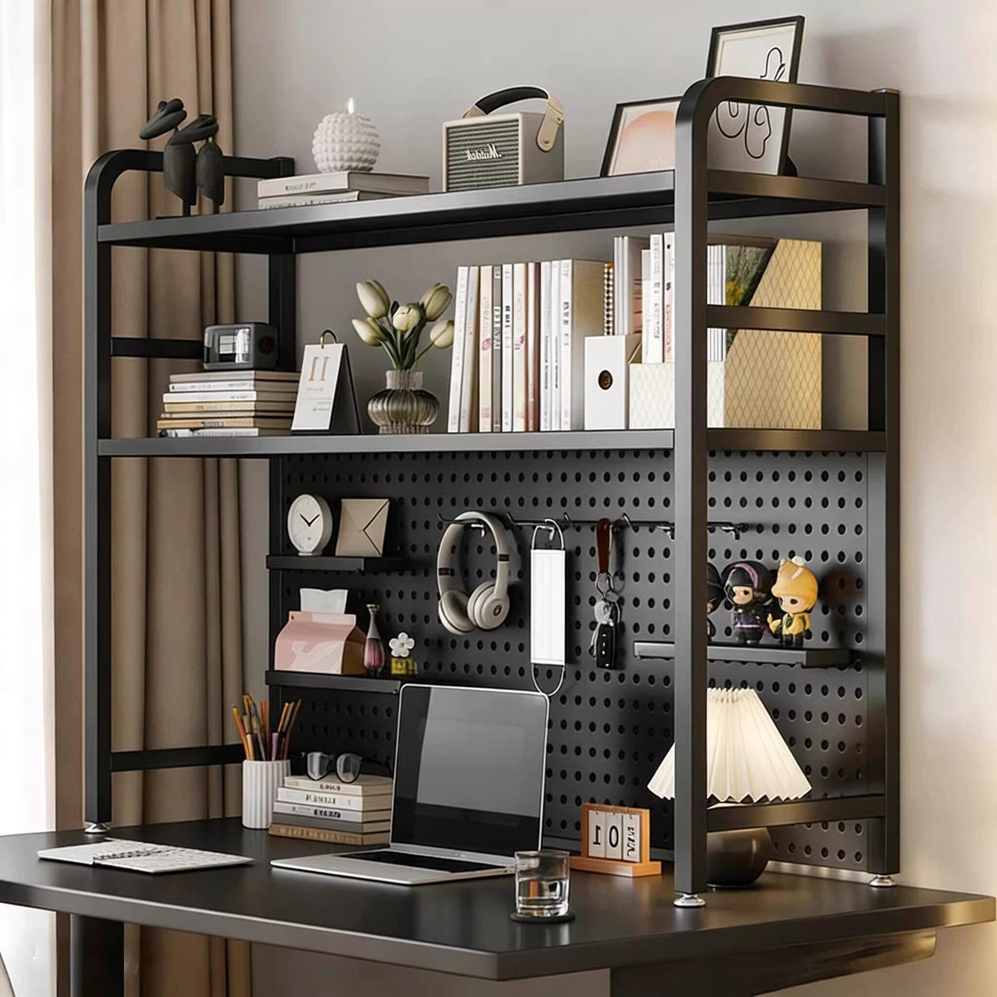 Desktop bookshelf desktop storage rack study desk hole board vertical multi-layer storage office computer desk shelf
