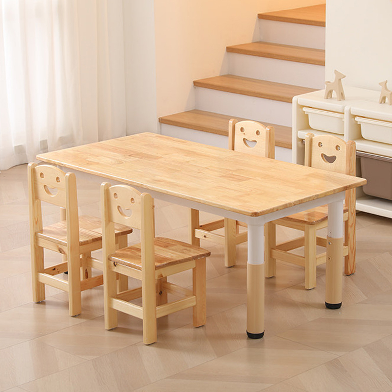 Children's Adjustable Learning and Craft Table, Kindergarten Solid Wood Table and Chairs, Training Class, Baby Eating and Reading Toy Table Children's Adjustable Learning and Craft Table, Kindergarten Solid Wood Table and Chairs, Training Class, Baby Eating and Reading Toy Table