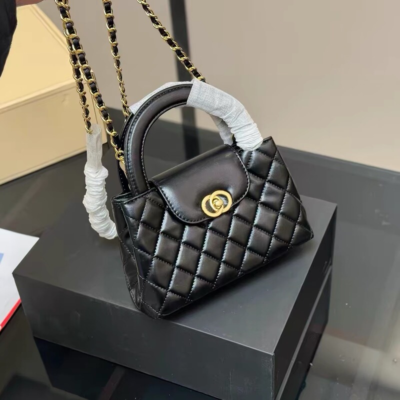 New Genuine Leather Chanel-Style 23K Kelly Quilted Chain Bag, Handbag, Shoulder Bag, Crossbody Trendy Bag, Commuter Leather Handbag New Genuine Leather Chanel-Style 23K Kelly Quilted Chain Bag, Handbag, Shoulder Bag, Crossbody Trendy Bag, Commuter Leather Handbag