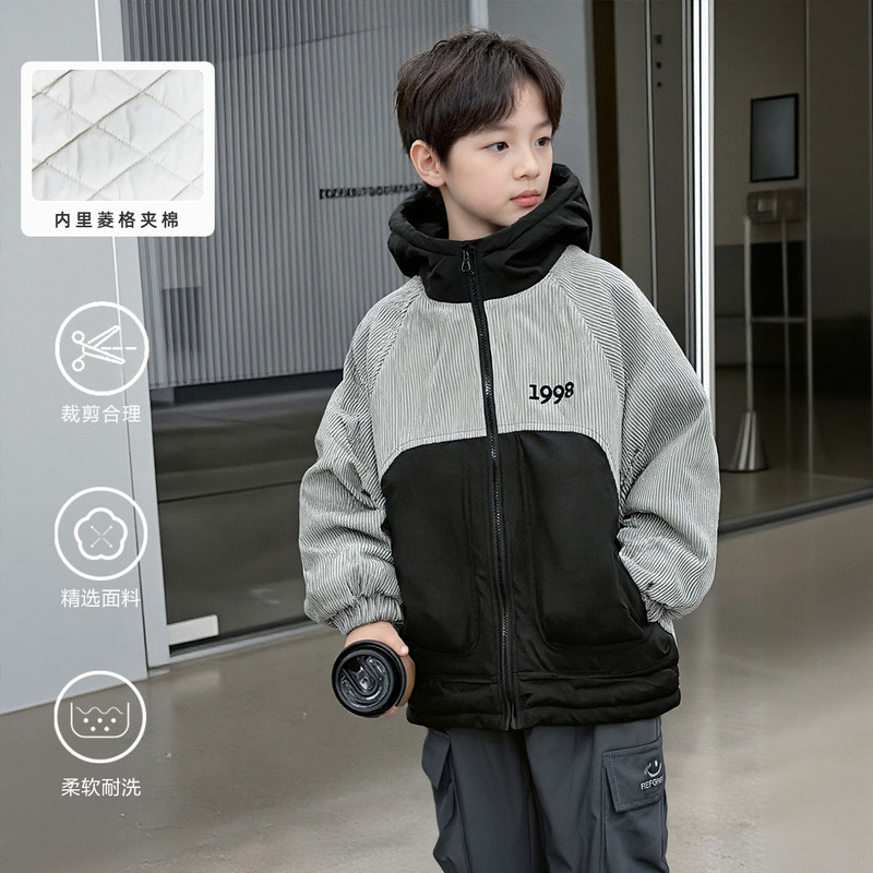 Makale Children's Color-Block Hooded Jacket for Boys, Winter Warm 50V325082157