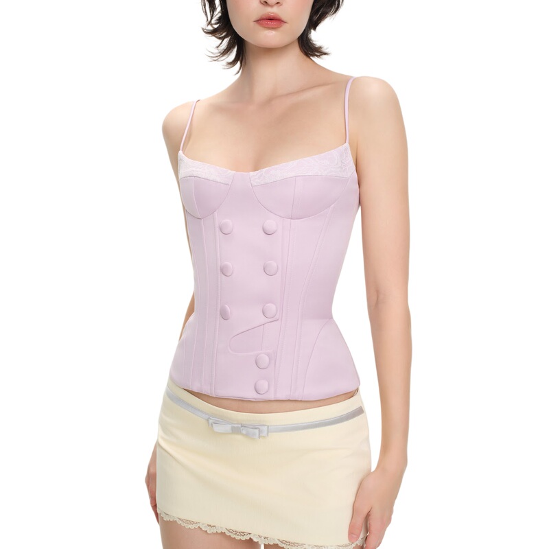 [Same Style as Zhao Lusi] Lsoul Lace Fishbone Bra Women's Halter V-Neck Tie Waist Vest Ailee
