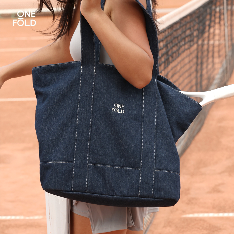 Onefold Denim Large-Capacity Tennis Gym Bag Tote Sports Bag Shoulder Commuter Bag Ofdsb001