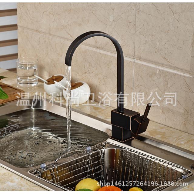 Cross-Border Foreign Trade Copper Black Kitchen Sink Hot and Cold Water Faucet 360 Degree Rotating Bathroom Amazon Cross-Border Foreign Trade Copper Black Kitchen Sink Hot and Cold Water Faucet 360 Degree Rotating Bathroom Amazon