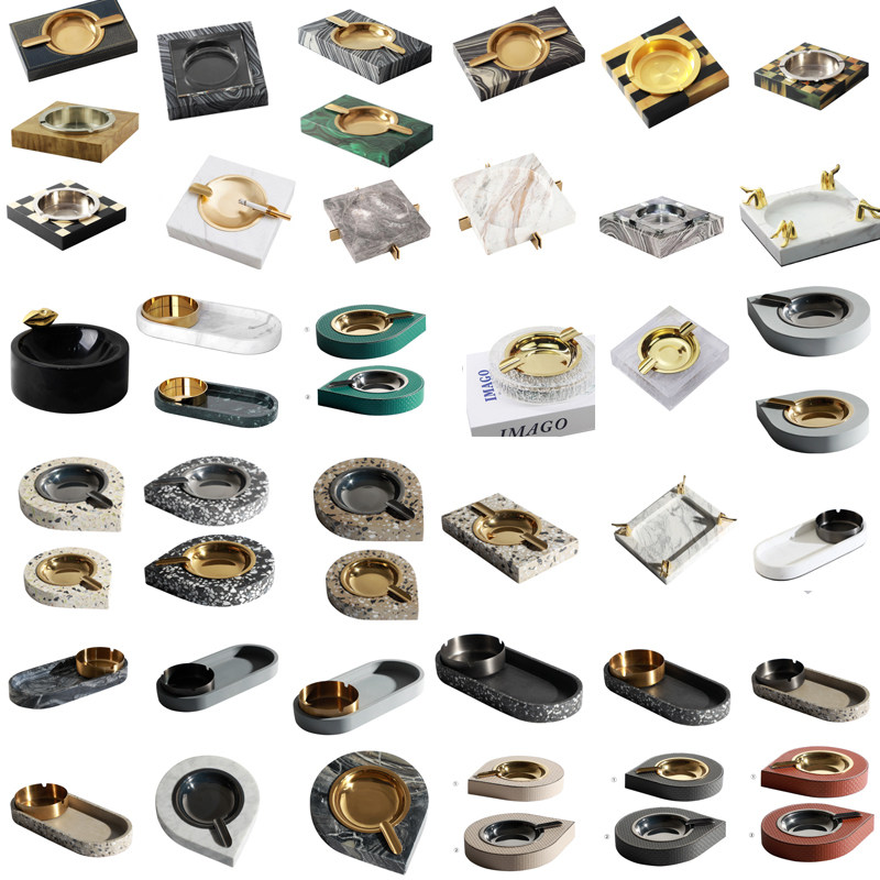 Modern minimalist sales department creative square crystal glass pipe bowl fashion ashtray living room European style home