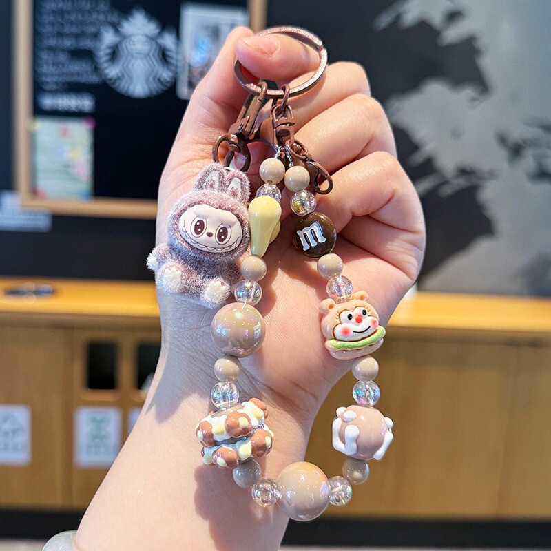 DIY Beaded Plush Doll Phone Chain Keychain for Women, Backpack Accessory, Couple Car Keychain, Bag Pendant