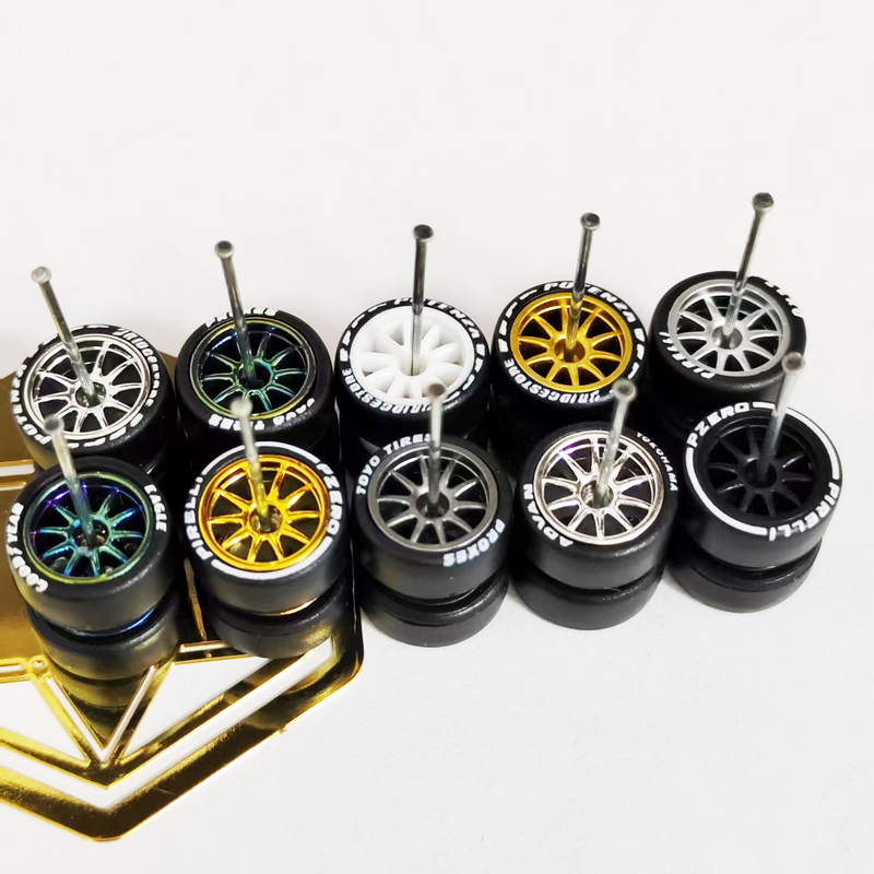11.2mm 1/64 Model Car Wheels Ce28 Ten-Spoke Modified Tire String Wheels Rubber Wheels for Hot Wheels
