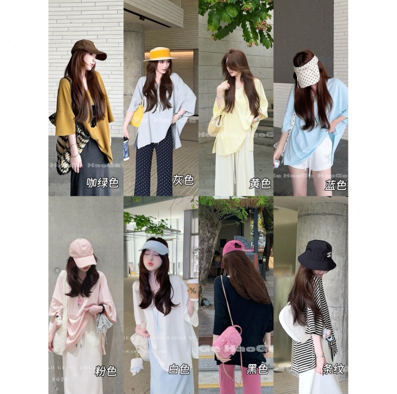Hao Ge's Selection ● The Popular Item Is Back: C4Tx4809A Fashionable Irregular Design Versatile Loose T-Shirt for Everyday Wear.