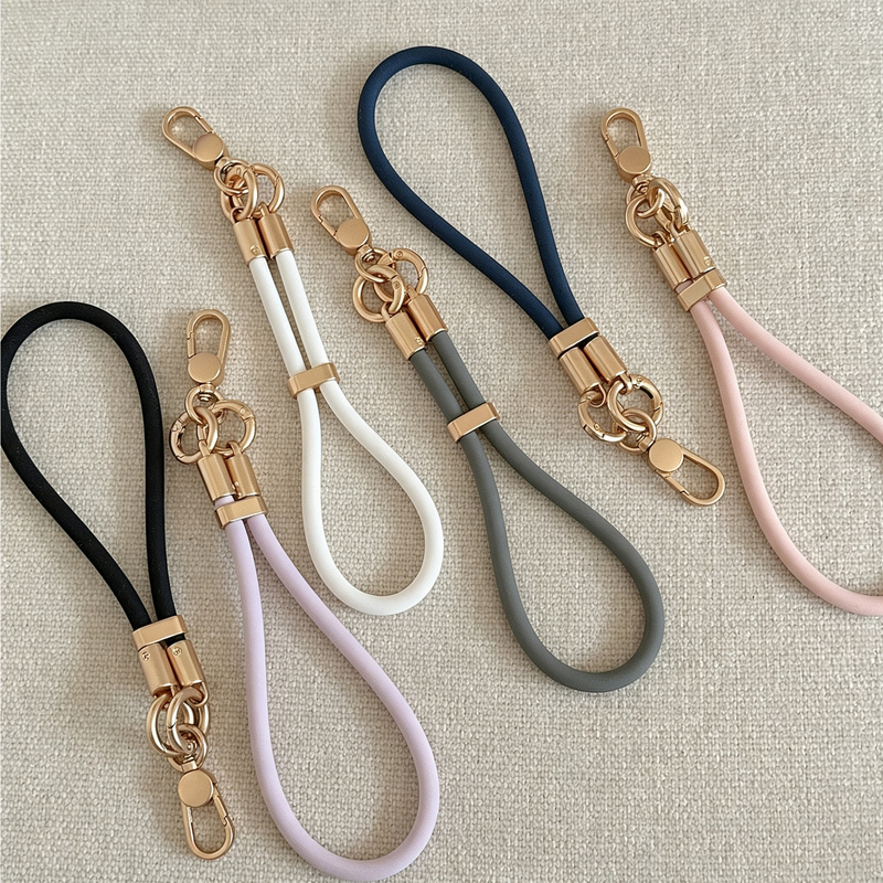Solid Color Liquid Silicone Phone Lanyard Wrist Strap, Simple Short Style, Anti-Lost Wristband, Skin-Friendly, Soft, Metal Swivel Buckle Design, Universal for Phone Cases, Keys, Earphones, Super Practical, Portable Hand Strap Chain