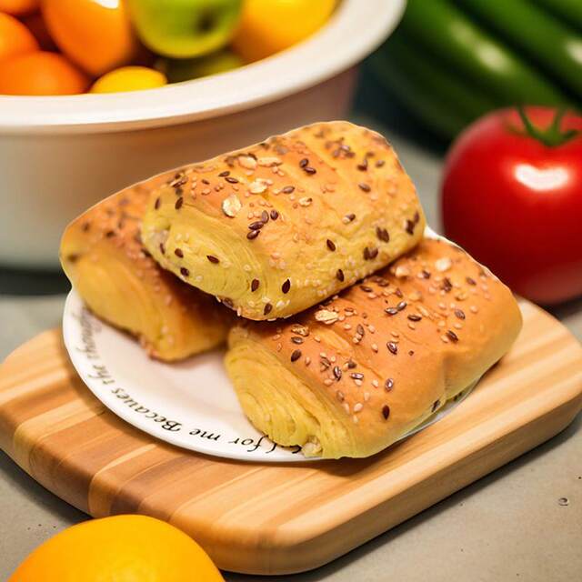 Delicious Pumpkin Multigrain Bread: Grain-Rich, Hand-Torn, Nutritious, Filling, Casual Snack, Pastry