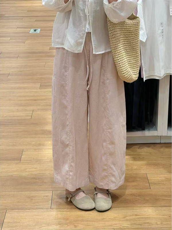 Zhouzhou's Personal Recommendation! Tencel Linen Cropped Pants 12622-Xx