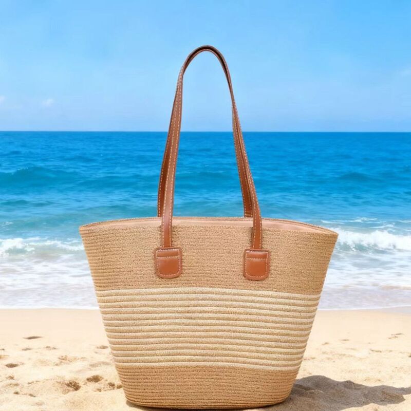 Straw Woven Bag for Women, Large Capacity, 2025 New Model, Vacation Beach Straw Bag, Woven Bucket Bag, Basket Bag, Seaside Tote Bag
