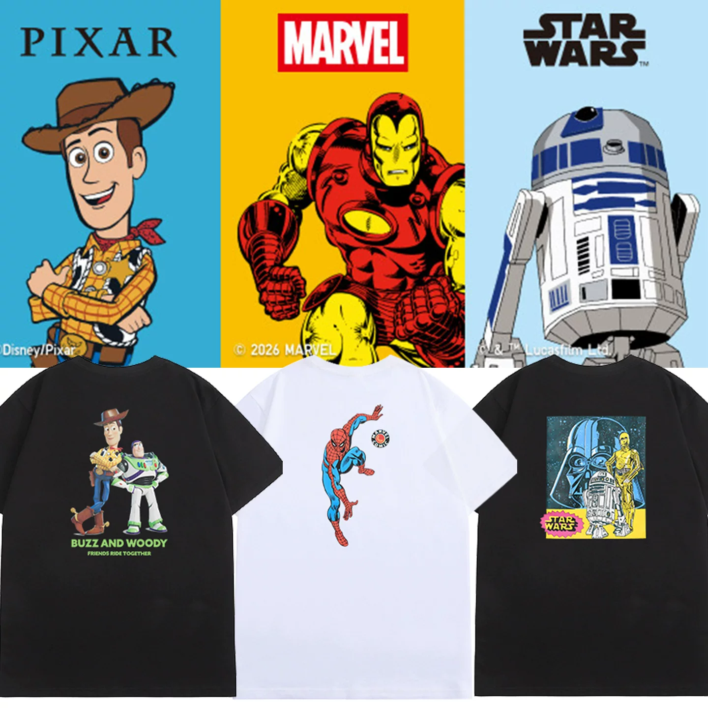 Универсальная футболка коротким рукавом Ut joint MAGIC FOR ALL 10-й годовщины Disney Pixar Star Wars Marvel одежда