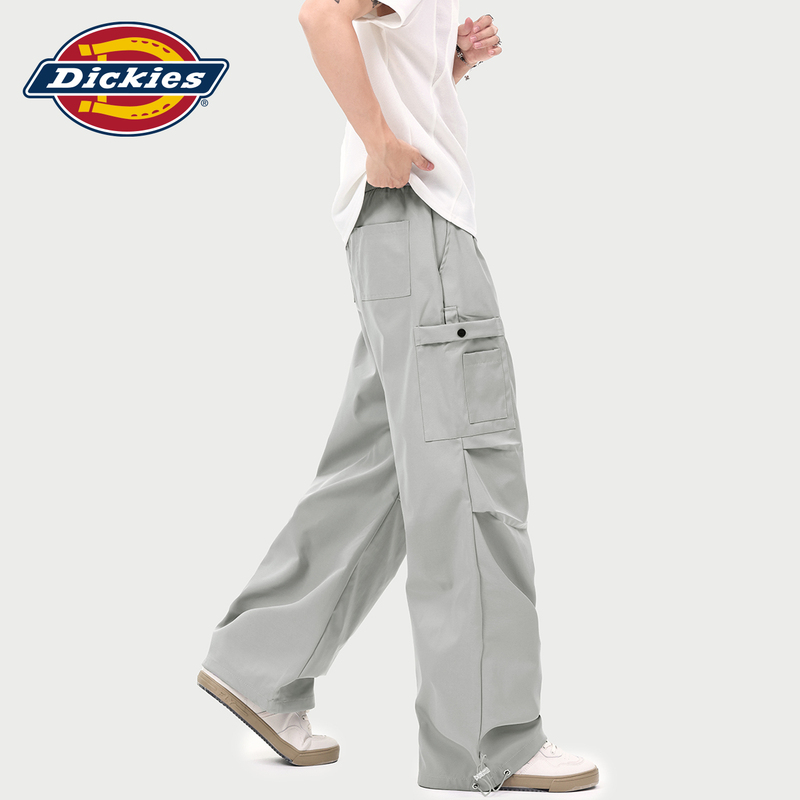 Dickies Gray Multi-Pocket Work Pants for Men 2026 New Summer Loose Design Wide-Leg Pants