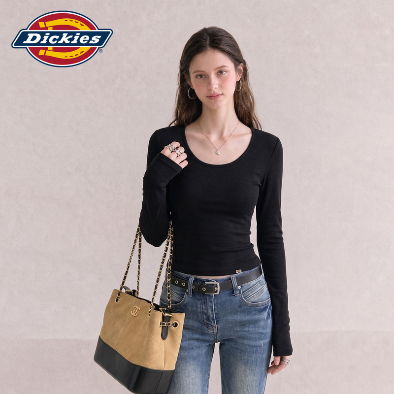 Dickies Cool Girl Long-Sleeve T-Shirt for Women 2026 New Autumn Slim-Fit Base Layer Top