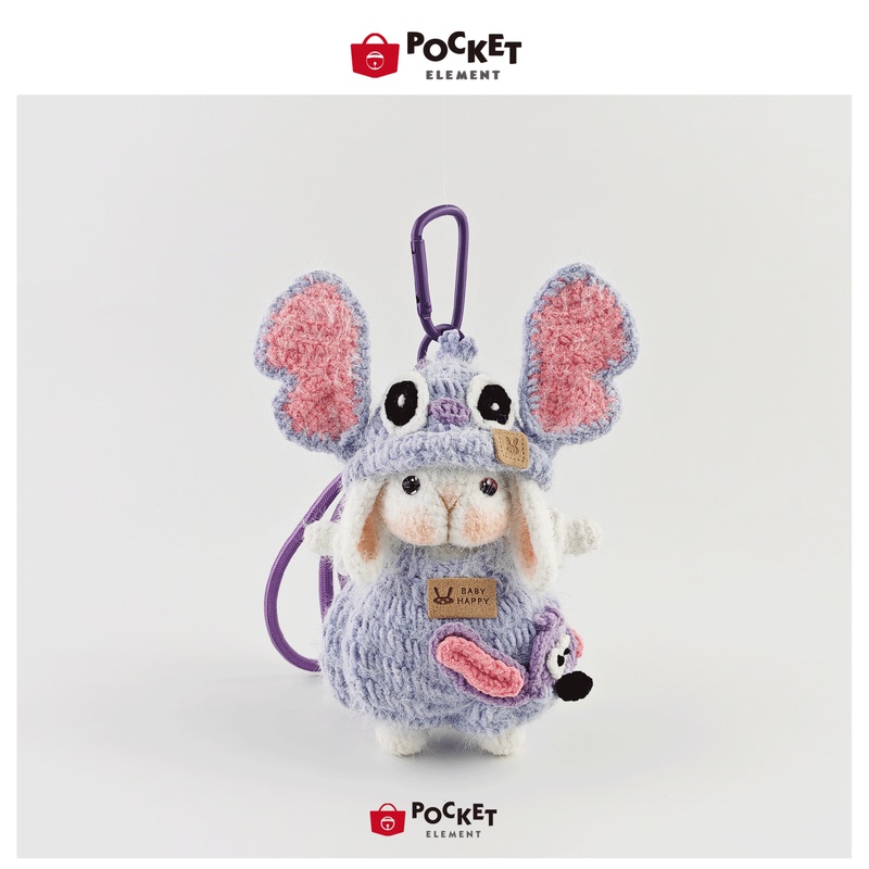 Pocketdoll Handmade Crochet Cute Angel Sugar Rabbit Doll Bag Pendant Keychain Niche Gift