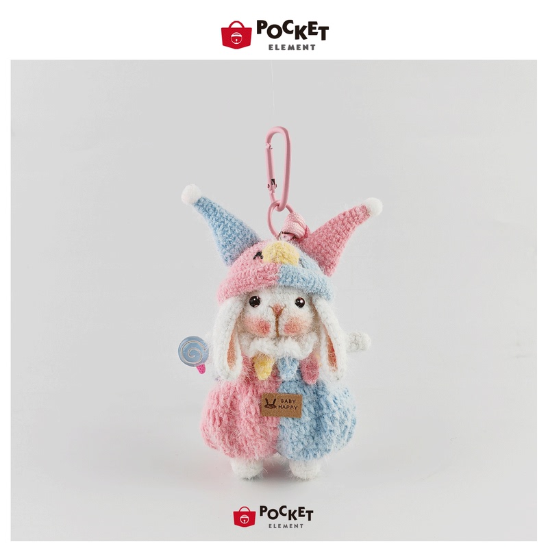 Pocketdoll Hand-Crocheted Cute Clown Candy Rabbit Bag Pendant Keychain Small Luxury Gift