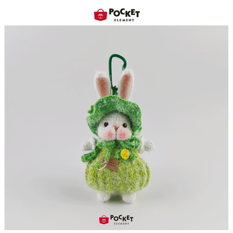 Pocketdoll Hand-Crocheted Cute Green Elf Sugar Rabbit Bag Pendant Keychain Niche Gift Pocketdoll Hand-Crocheted Cute Green Elf Sugar Rabbit Bag Pendant Keychain Niche Gift