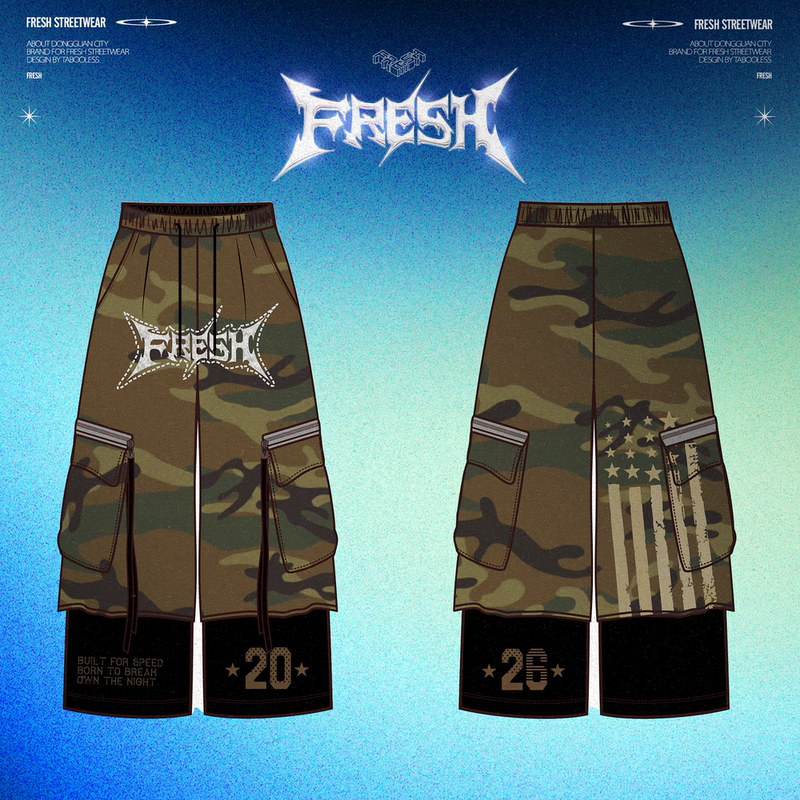 Fresh American-Style Printed Logo Casual Unisex Summer Camouflage Pocket Patchwork Cargo Pants Sweatpants
