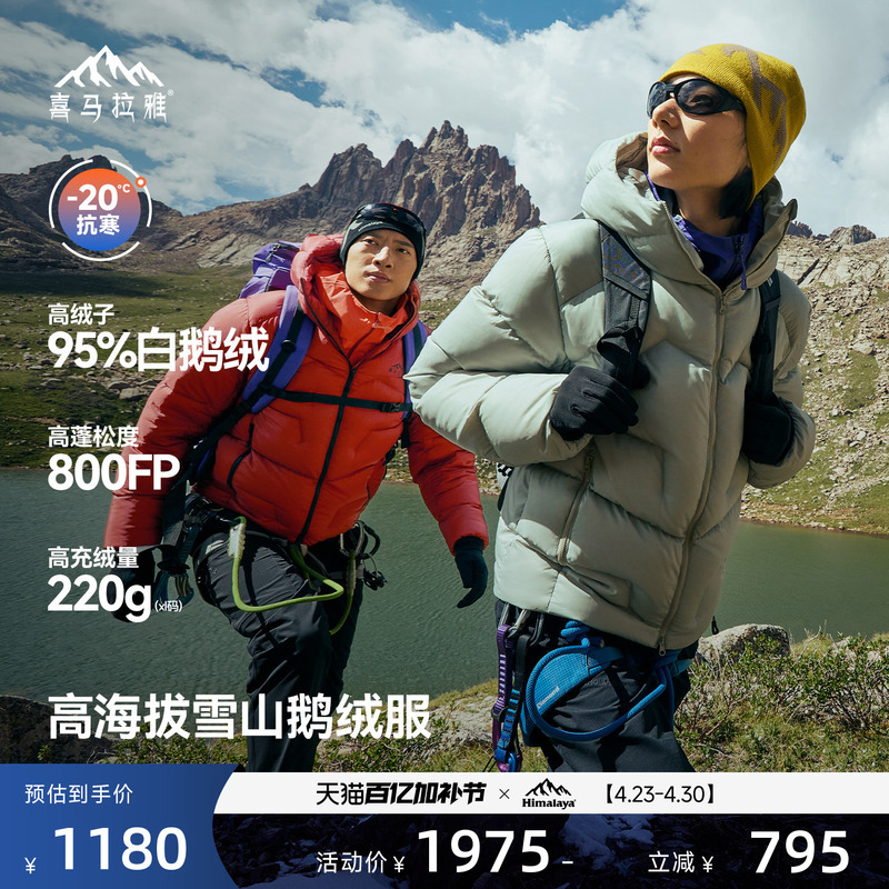 Himalaya Jade Dragon down Jacket, Warm and Windproof, 800 Fill Power, Water-Repellent Goose Down, Outdoor Snow Mountain Climbing Jacket for Men and Women